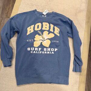 Hobie Blue Crewneck with Yellow Hibiscus Design